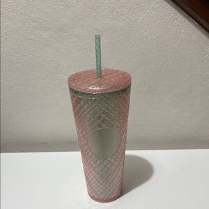 Starbucks Pink and Green Quilted Tumbler